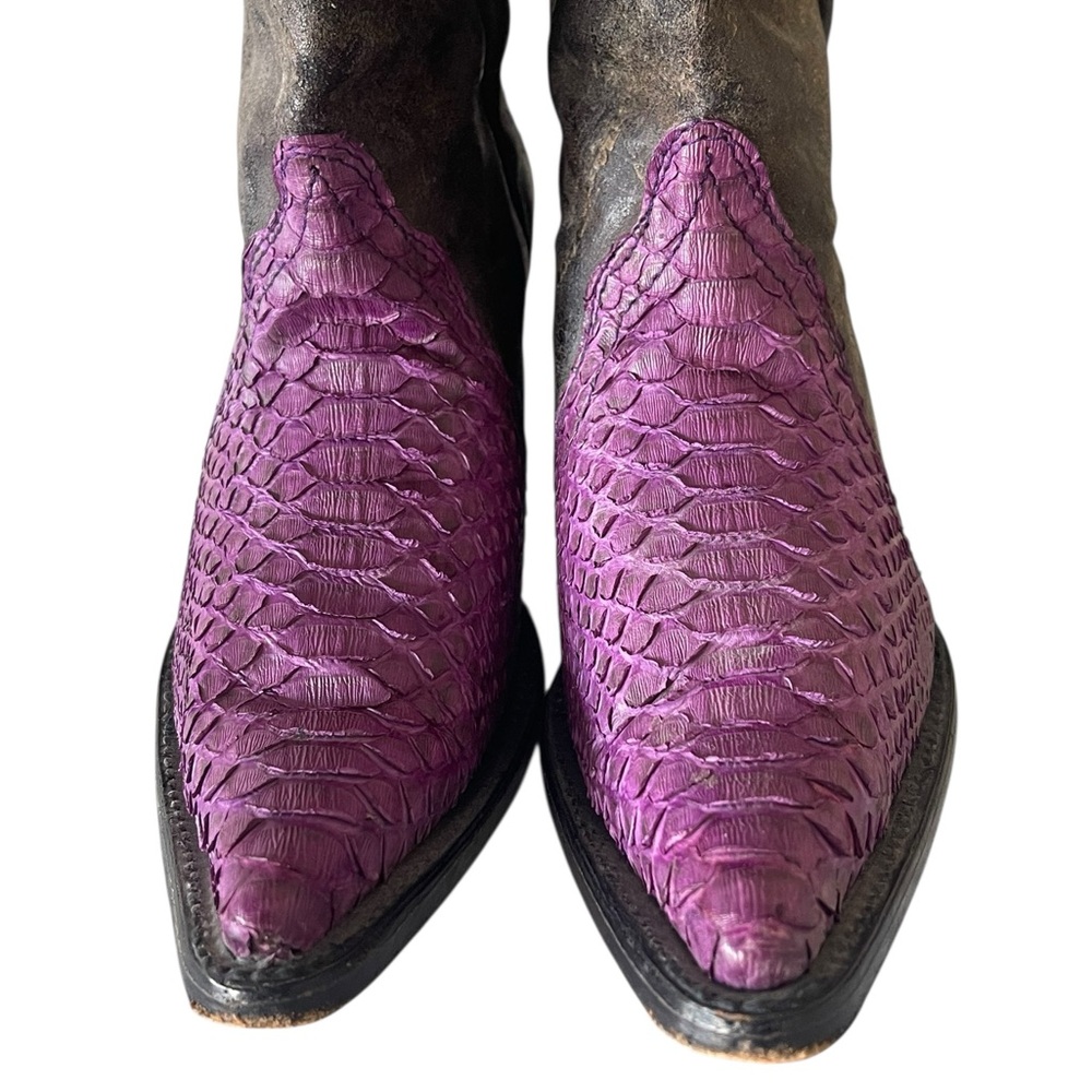 El Buitre Purple Leather Python Cowboy Embossed C… - image 3